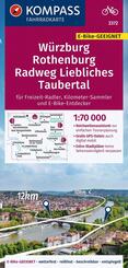 KOMPASS Fahrradkarte 3372 W&uuml;rzburg, Rothenburg, Radweg Liebliches Taubertal 1:70.000