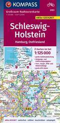 KOMPASS Gro&szlig;raum-Radtourenkarte 3701 Schleswig-Holstein, Hamburg, Ostfriesland 1:125.000