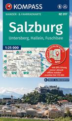 KOMPASS Wanderkarte 017 Salzburg, Untersberg, Hallein, Fuschlsee 1:25.000