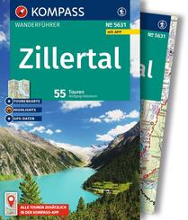 KOMPASS Wanderf&uuml;hrer Zillertal, 55 Touren mit Extra-Tourenkarte