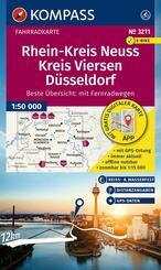KOMPASS Fahrradkarte 3211 Rhein-Kreis Neuss, Kreis Viersen, D&uuml;sseldorf 1:50.000