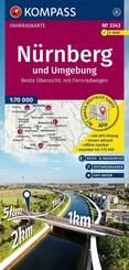 KOMPASS Fahrradkarte 3343 N&uuml;rnberg und Umgebung 1:70.000