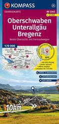 KOMPASS Fahrradkarte 3345 Oberschwaben, Unterallg&auml;u, Bregenz 1:70.000