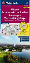 KOMPASS Fahrradkarte 3350 F&uuml;ssen, Garmisch-Partenkirchen, Ammergau, Wettersteingebirge 1:70.000