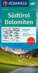KOMPASS Autokarte S&uuml;dtirol, Dolomiten, South Tyrol, Dolomites 1:150.000