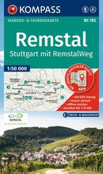 KOMPASS Wanderkarte 785 Remstal, Stuttgart, mit RemstalWeg 1:50.000