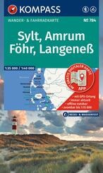 KOMPASS Wanderkarte 784 Sylt, Amrum, F&ouml;hr, Langene&szlig; 1:35.000