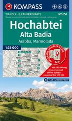 KOMPASS Wanderkarte 652 Hochabtei / Alta Badia, Arabba , Marmolada 1:25.000