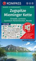 KOMPASS Wanderkarte 25 Zugspitze, Mieminger Kette, Ehrwald, Lermoos, Garmisch-Partenkirchen, Reutte 1:50.000